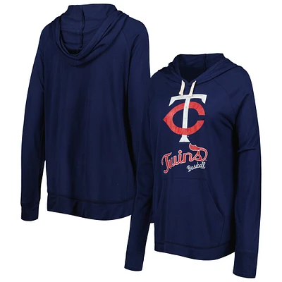 Chandail à capuchon raglan d'avant-match Touch Minnesota Twins pour femme, bleu marine