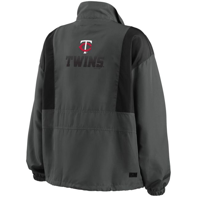 WEAR by Erin Andrews - Veste à demi-fermeture éclair repliable Minnesota Twins pour femme, anthracite