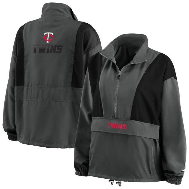 WEAR by Erin Andrews - Veste à demi-fermeture éclair repliable Minnesota Twins pour femme, anthracite