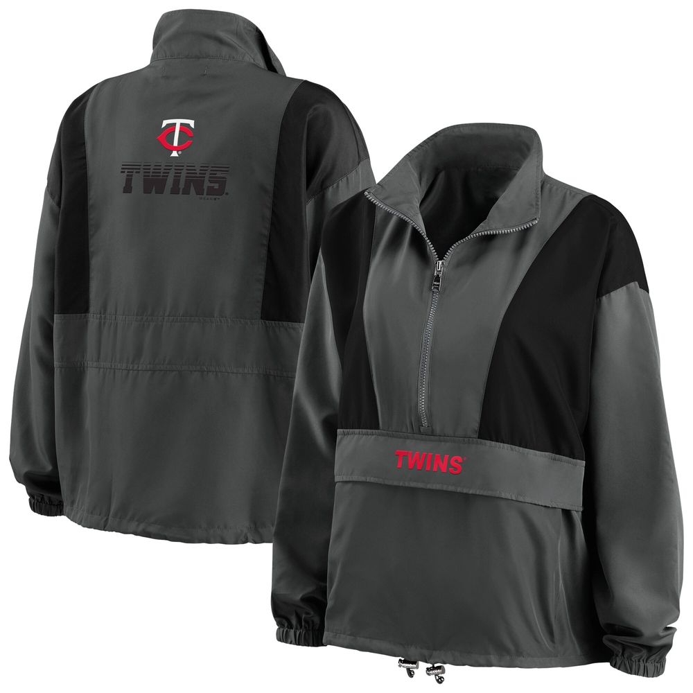 Women's WEAR by Erin Andrews Charcoal Minnesota Twins Packable Half-Zip Jacket