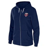 Sweat à capuche entièrement zippé en molleton éponge Minnesota Twins WEAR by Erin Andrews pour femme, bleu marine