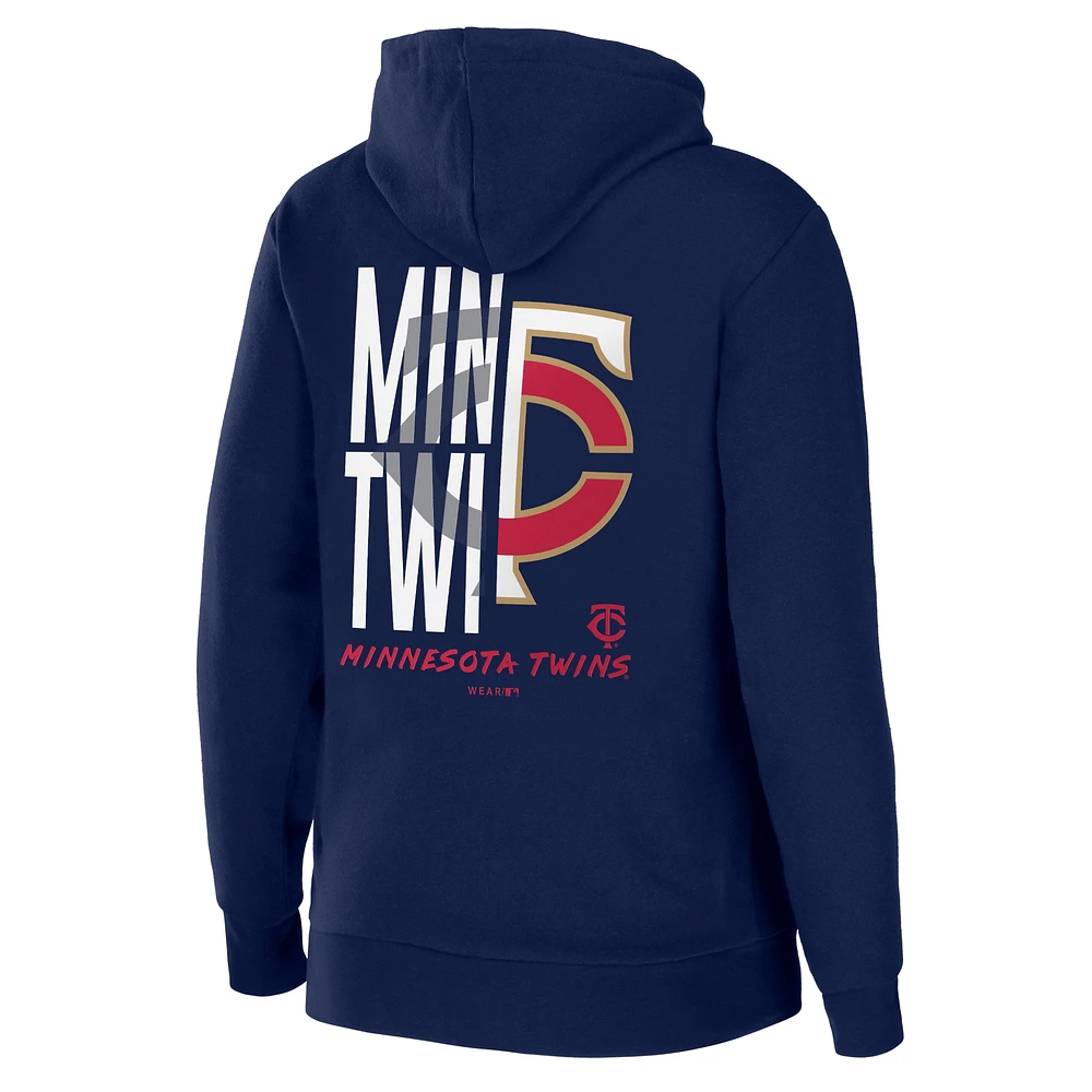 Sweat à capuche entièrement zippé en molleton éponge Minnesota Twins WEAR by Erin Andrews pour femme, bleu marine