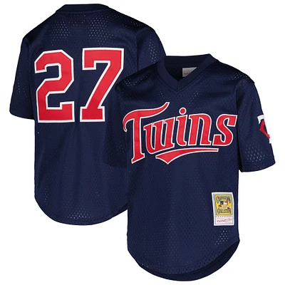 Maillot d'entraînement au bâton en maille pour jeunes Mitchell & Ness David Ortiz, marine, Minnesota Twins, collection Cooperstown