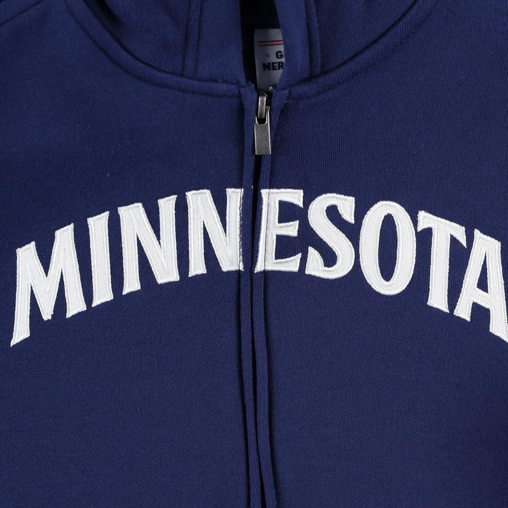 Youth Navy Minnesota Twins Wordmark Full-Zip Fleece Hoodie