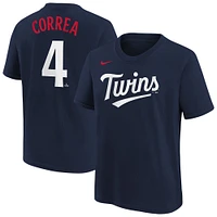 T-shirt Nike Carlos Correa bleu marine avec nom et numéro de joueur des Minnesota Twins