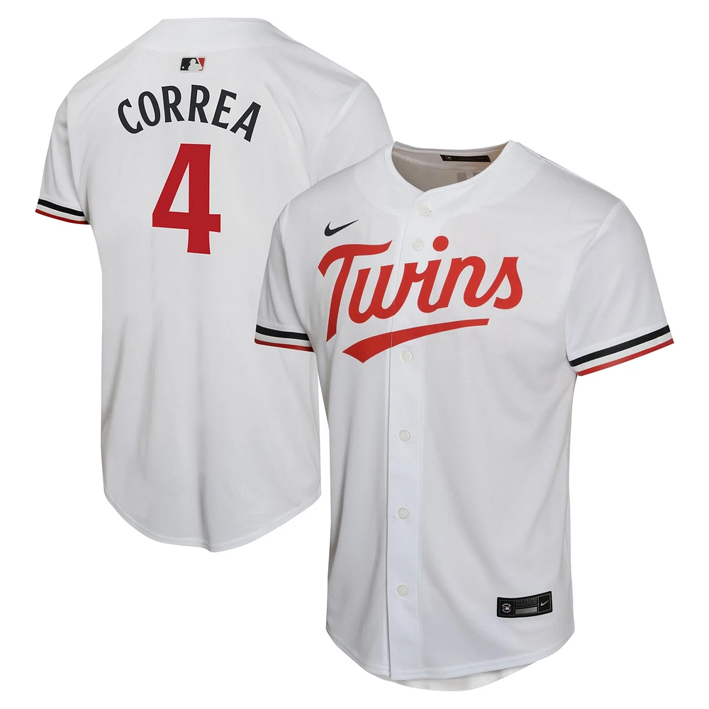 Maillot Nike Carlos Correa pour jeune joueur de match à domicile des Twins du Minnesota, blanc