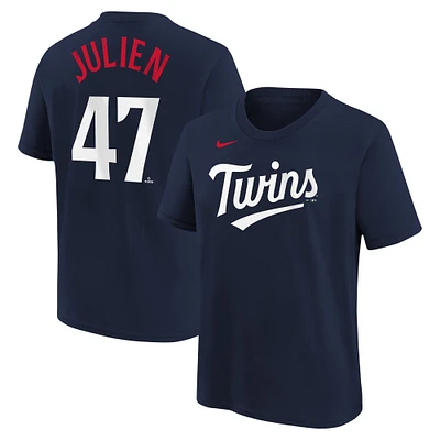 T-shirt avec nom et numéro pour jeunes Nike Edouard Julien, bleu marine, Minnesota Twins