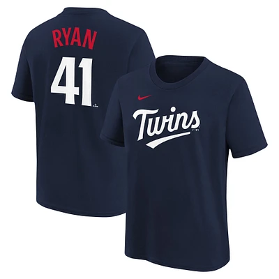 T-shirt Nike Joe Ryan pour jeunes Minnesota Twins avec nom et numéro, bleu marine