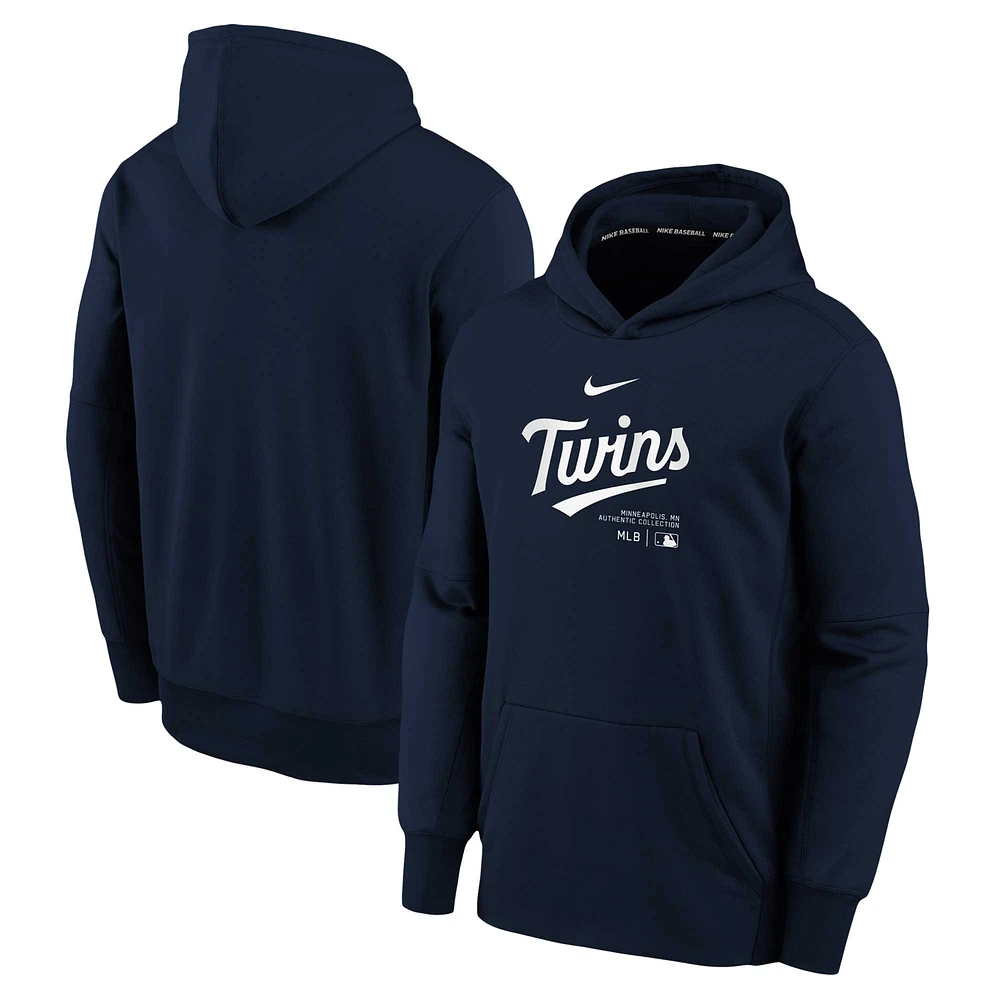 Youth Nike Navy Minnesota Twins Authentic Collection Performance Pullover Hoodie