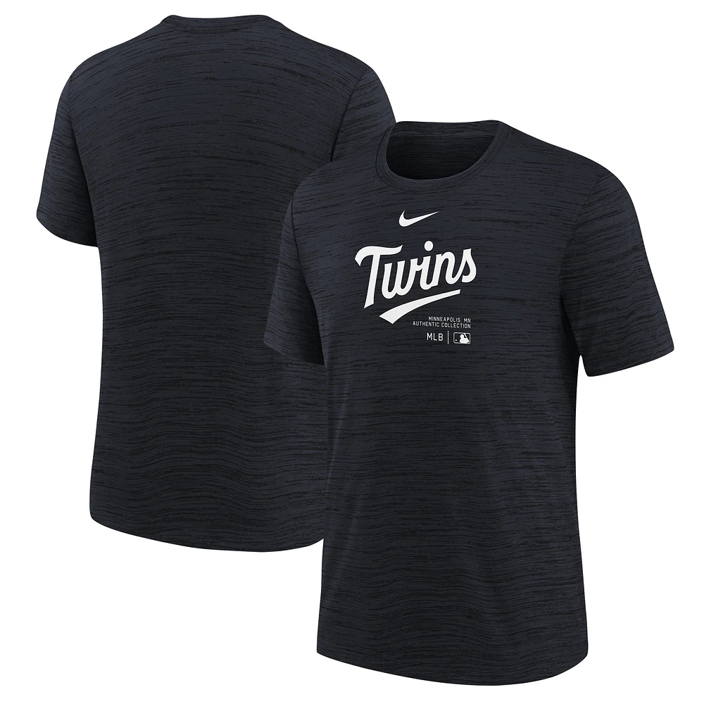 T-shirt Nike pour jeunes Minnesota Twins Authentic Collection Practice Performance, bleu marine