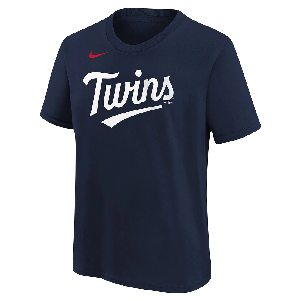 T-shirt avec nom et numéro Nike Pablo Lopez pour jeunes Minnesota Twins, bleu marine