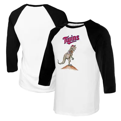 Minnesota Twins Tiny Turnip Youth TT Rex Raglan 3/4 Sleeve T-Shirt - White/Black