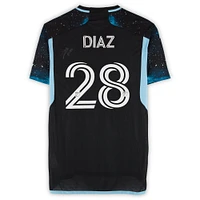 Jefferson Díaz Minnesota United FC Autographed Match-Used #28 Black adidas Jersey from the 2024 MLS Season - Size L