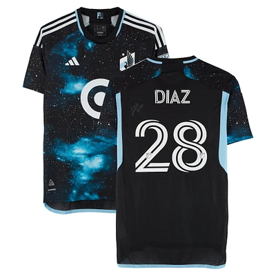 Jefferson Díaz Minnesota United FC Autographed Match-Used #28 Black adidas Jersey from the 2024 MLS Season - Size L