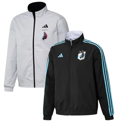 Men's adidas Black/White Minnesota United FC 2023 On-Field Anthem Full-Zip Reversible Team Jacket