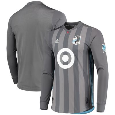 Men's adidas Gray Minnesota United FC 2018/19 Authentic Team Long Sleeve Jersey