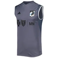 Men's adidas Gray Minnesota United FC 2023 On-Field Sleeveless Training Jersey