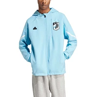 Veste adidas bleu clair Minnesota United FC 2024 Anthem Travel à manches raglan et fermeture éclair pour homme