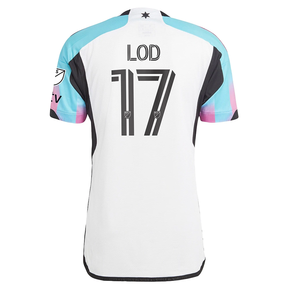 adidas Robin Lod Blanc Minnesota United FC 2023 The Northern Lights Kit Authentique Maillot