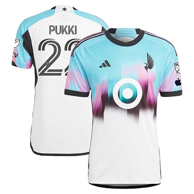 Maillot de joueur authentique adidas Teemu Pukki blanc Minnesota United FC 2024 The Northern Lights Kit pour homme