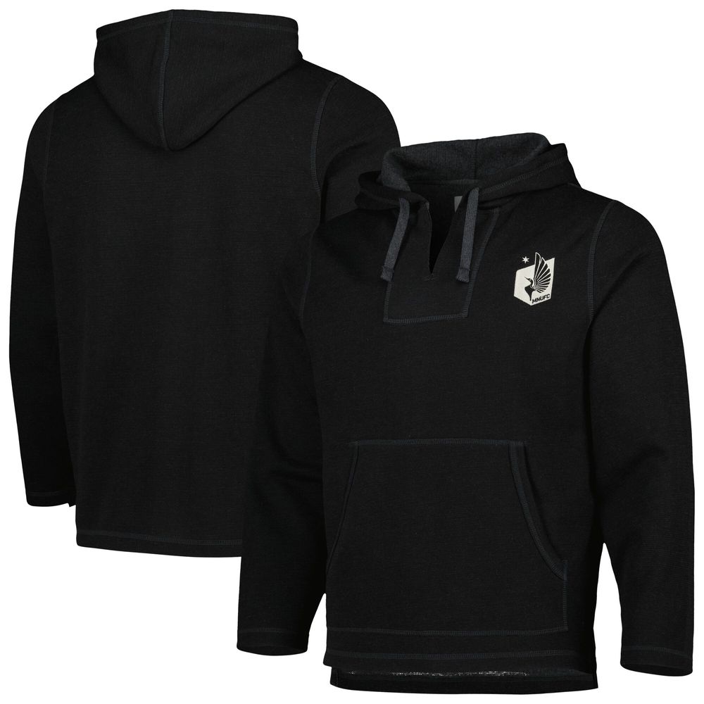 Men's Black Minnesota United FC Baja Fleece V-Neck Pullover Hoodie