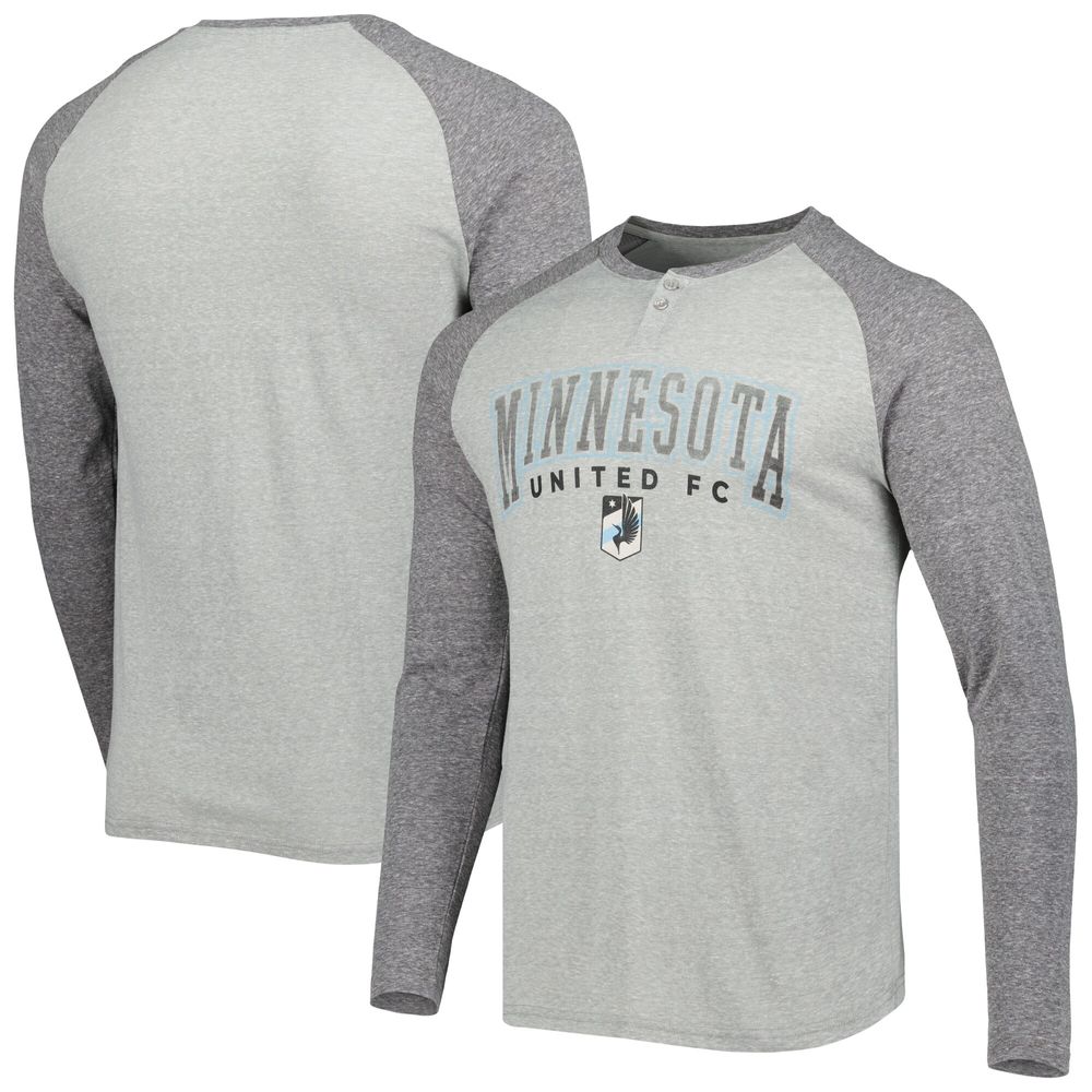 Men's Concepts Sport Heathered Gray/Heathered Charcoal Minnesota United FC Ledger Raglan Long Sleeve T-Shirt