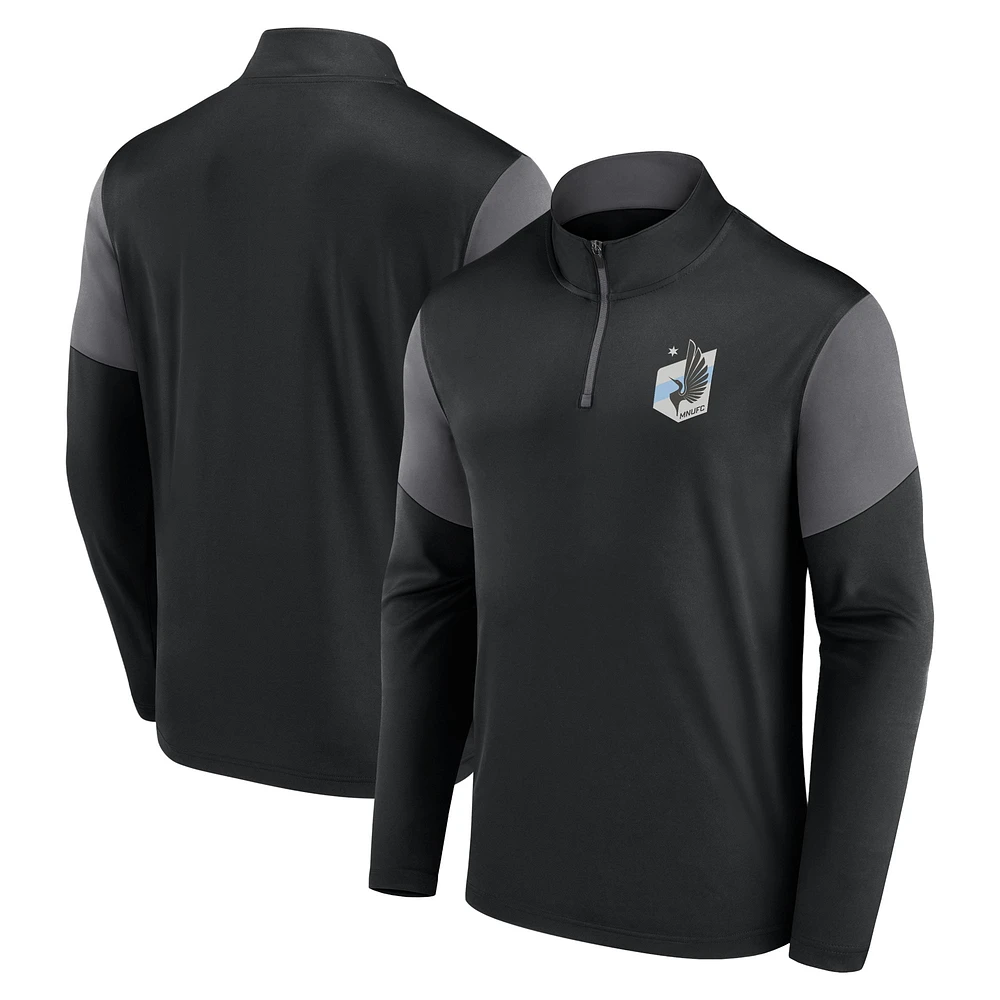 Haut zippé quart de tour avec logo Minnesota United FC noir Fanatics pour homme