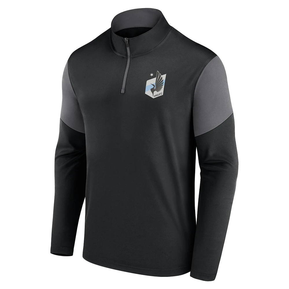 Men's Fanatics Black Minnesota United FC Logo Quarter-Zip Top