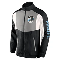 Veste de survêtement entièrement zippée Minnesota United FC Net Goal Raglan noire marque Fanatics pour hommes