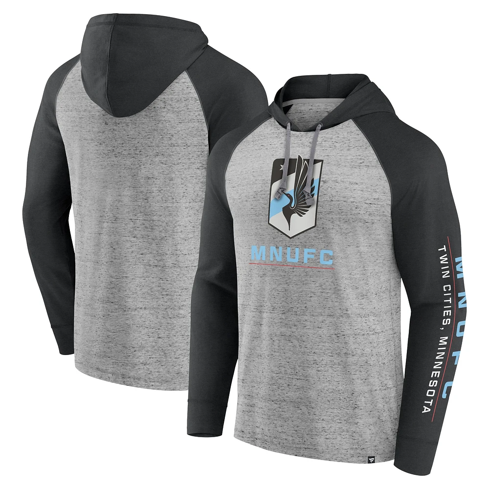 Men's Fanatics Steel Minnesota United FC Deflection Raglan Pullover Hoodie