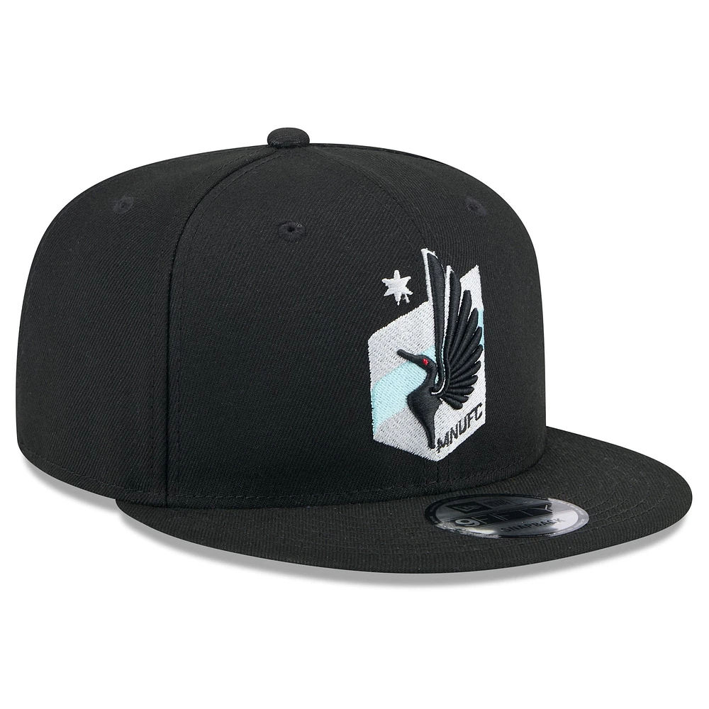 Men's New Era Black Minnesota United FC 2024 Jersey Hook 9FIFTY Snapback Hat