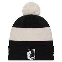 Bonnet en tricot à revers New Era noir Minnesota United FC 2024 Kick Off Collection pour homme avec pompon