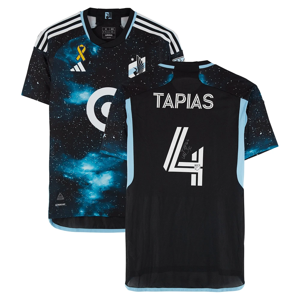 Miguel Tapias Minnesota United FC Autographed Match-Used #4 Black adidas Jersey from the 2024 MLS Season - Size M