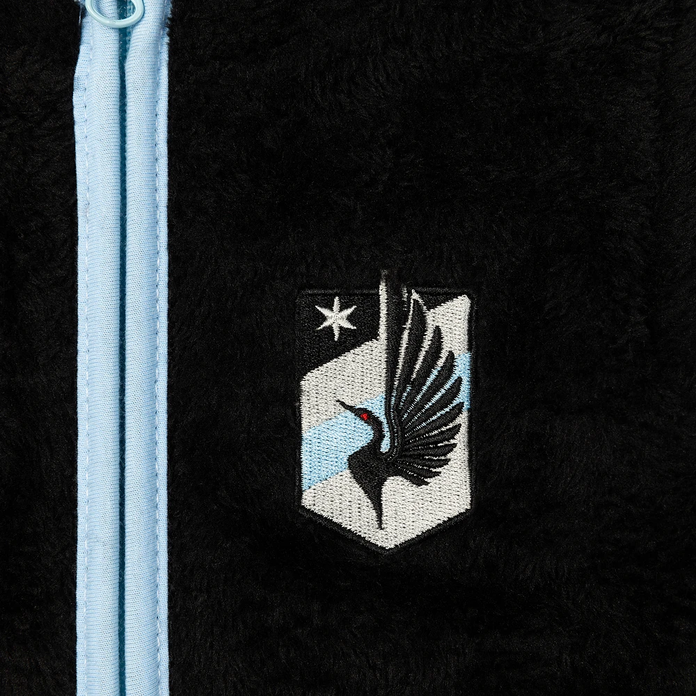 Sweat à capuche zippé intégral en peluche Tie-Breaker Teddy du Minnesota United FC noir pour tout-petits