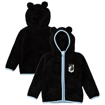 Sweat à capuche zippé intégral en peluche Tie-Breaker Teddy du Minnesota United FC noir pour tout-petits