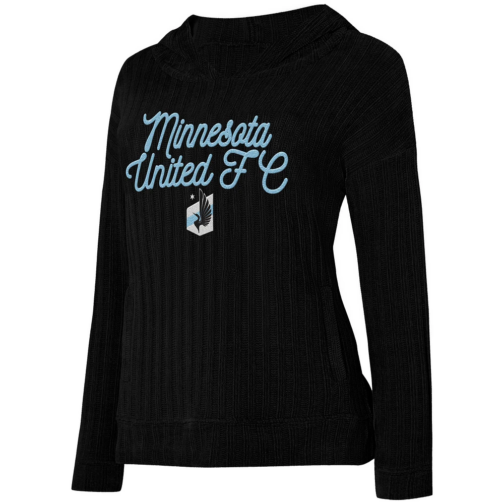 Women's Concepts Sport  Black Minnesota United FC Linger Long Sleeve Hooded Top