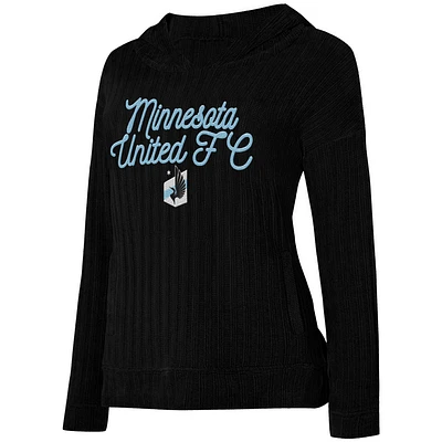 Women's Concepts Sport  Black Minnesota United FC Linger Long Sleeve Hooded Top