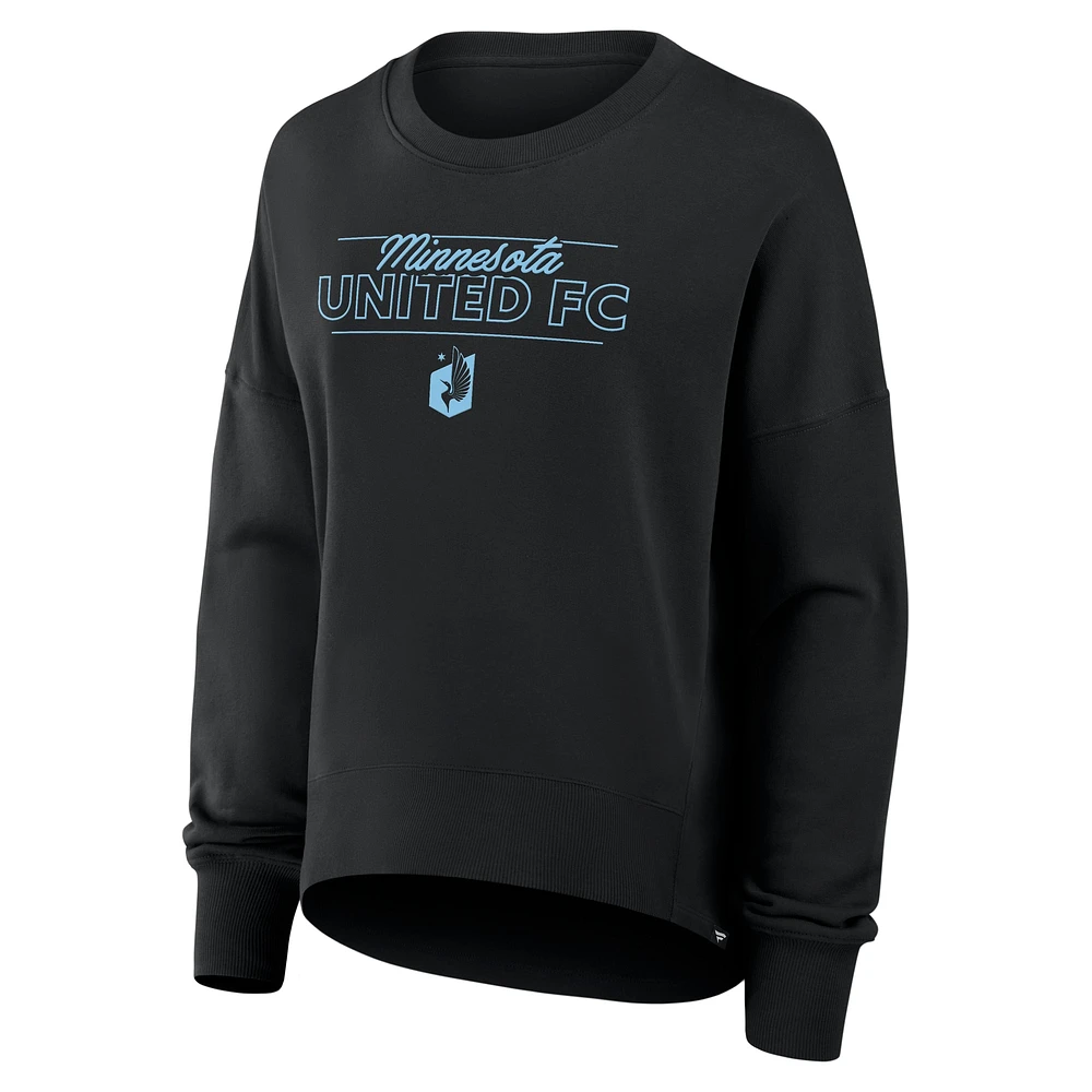 Women's Fanatics Black Minnesota United FC Oversized Captain Arm Band Pullover Sweatshirt