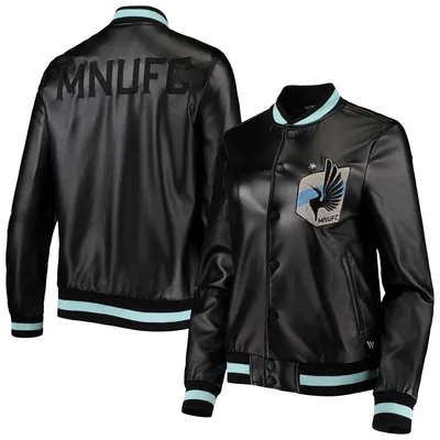 Minnesota United FC The Wild Collective Women's Full-Snap Bomber Jacket - Black