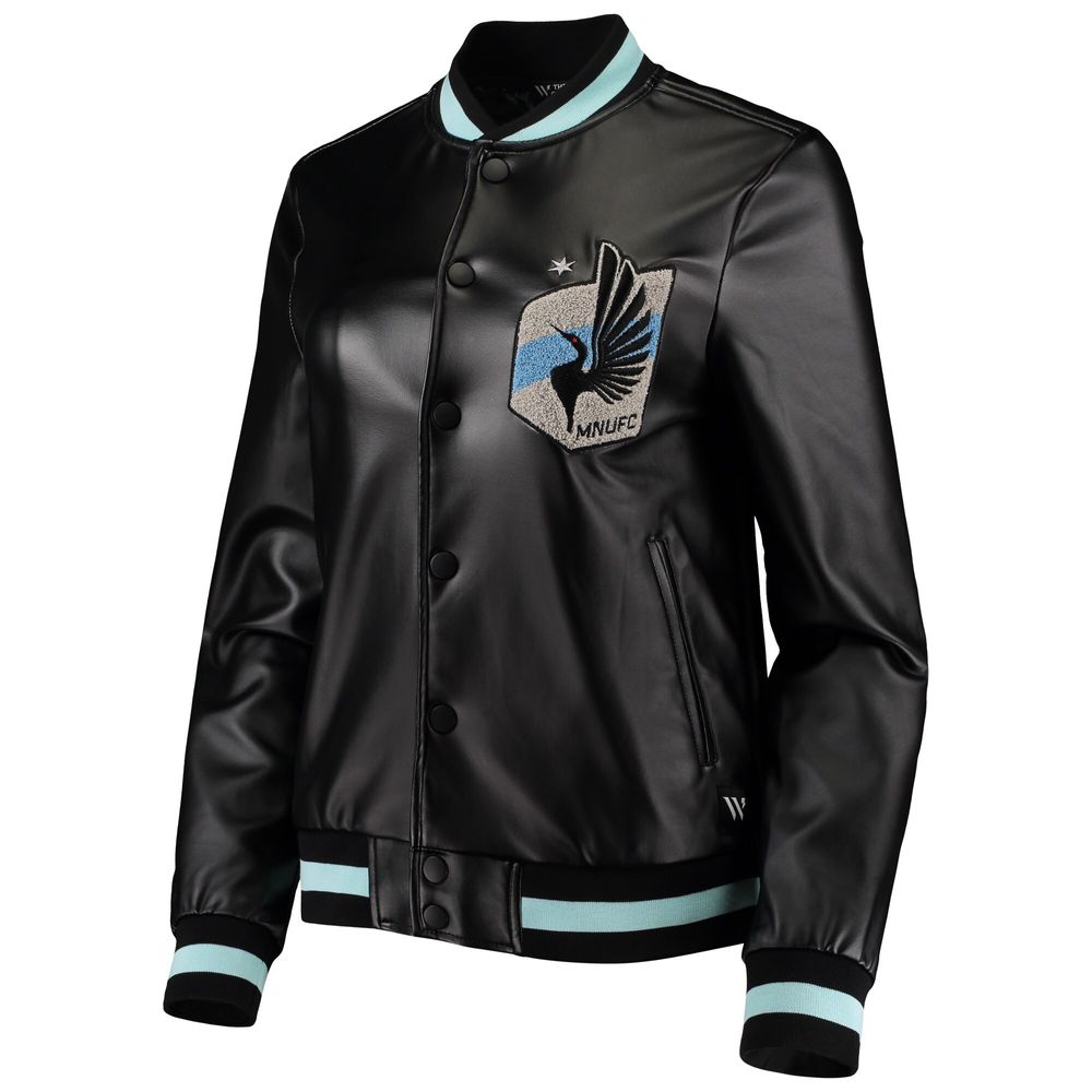 Women's The Wild Collective Black Minnesota United FC Full-Snap Bomber Jacket