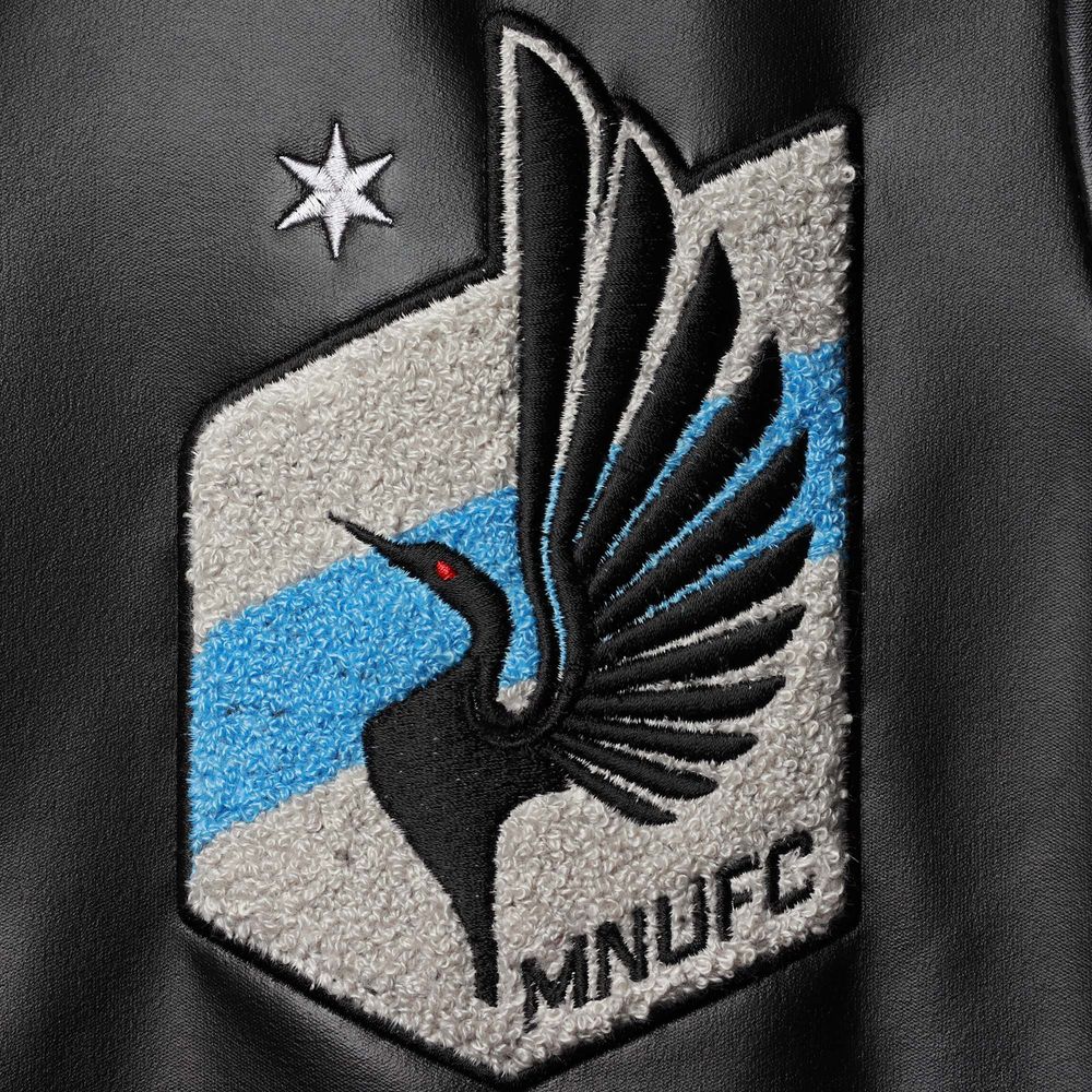 Women's The Wild Collective Black Minnesota United FC Full-Snap Bomber Jacket