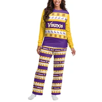 Women's FOCO Purple Minnesota Vikings Wordmark Ugly Pajama Set