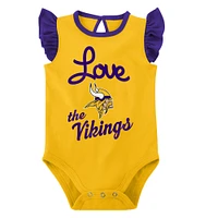 Lot de 2 bodys pour nouveau-nés et nourrissons violets/dorés Minnesota Vikings Spread the Love