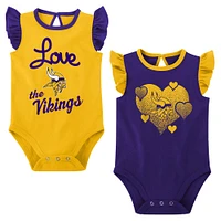 Lot de 2 bodys pour nouveau-nés et nourrissons violets/dorés Minnesota Vikings Spread the Love