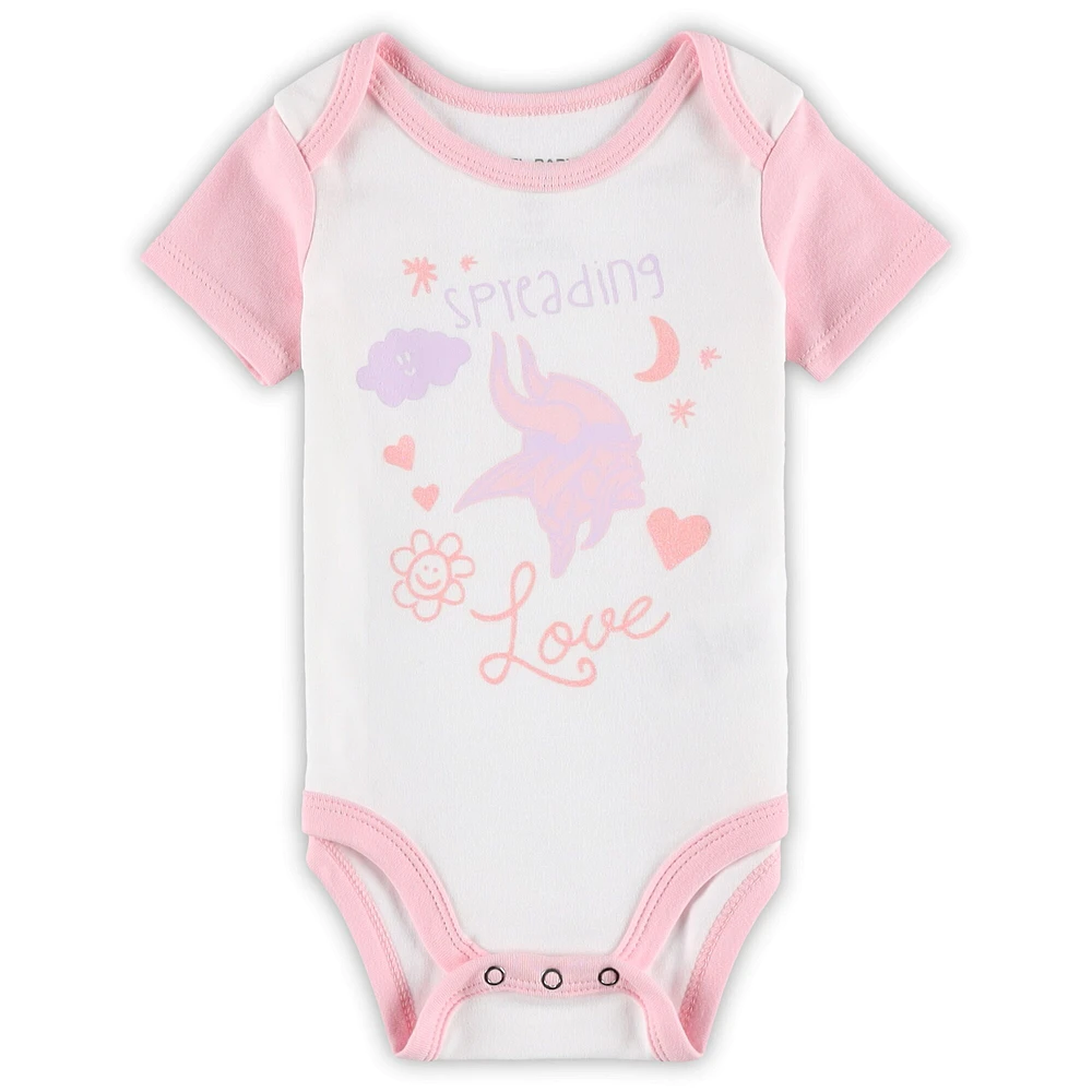 Girls Newborn & Infant White Minnesota Vikings Spreading Love Bodysuit and Tutu Leggings Set