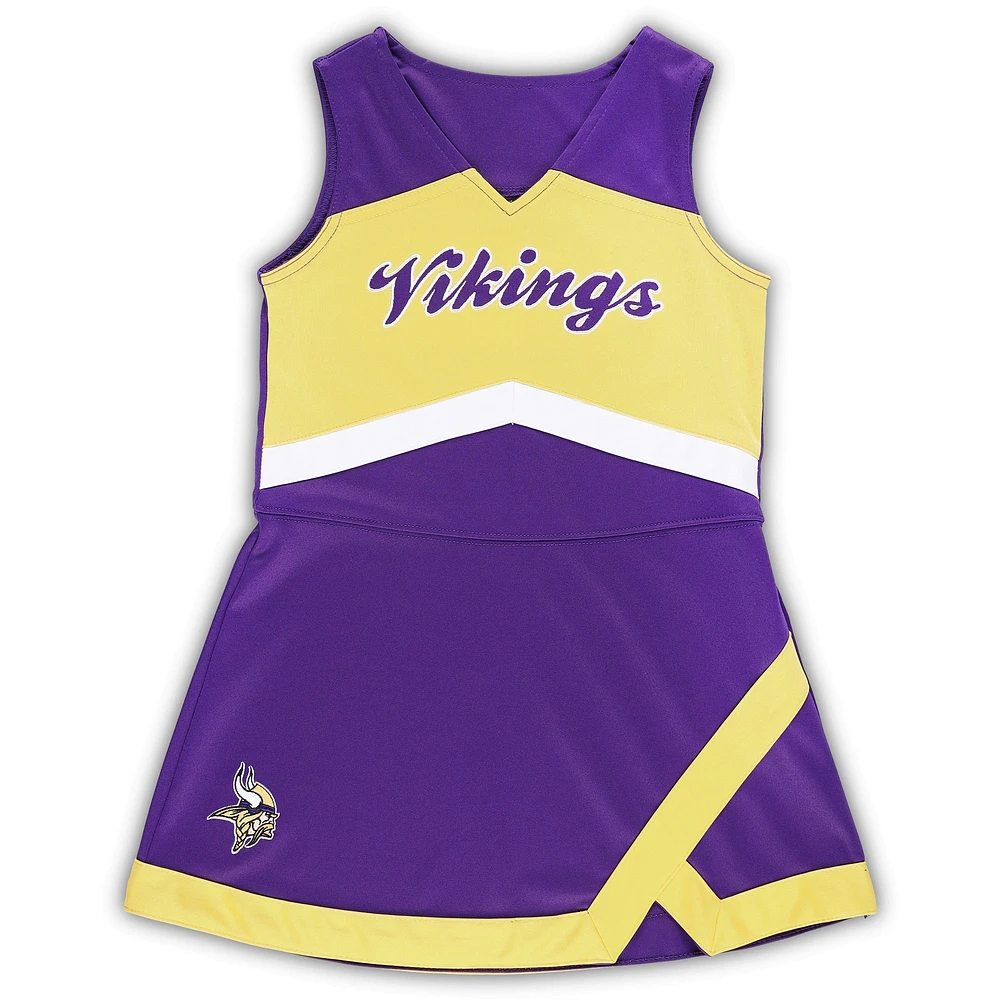 Robe pull 2 ​​pièces Cheer Captain violette avec bloomers pour filles d'âge préscolaire des Vikings du Minnesota