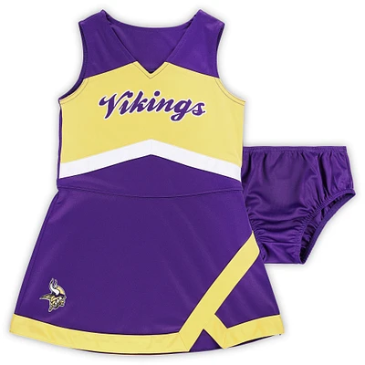 Robe pull 2 ​​pièces Cheer Captain violette avec bloomers pour filles d'âge préscolaire des Vikings du Minnesota