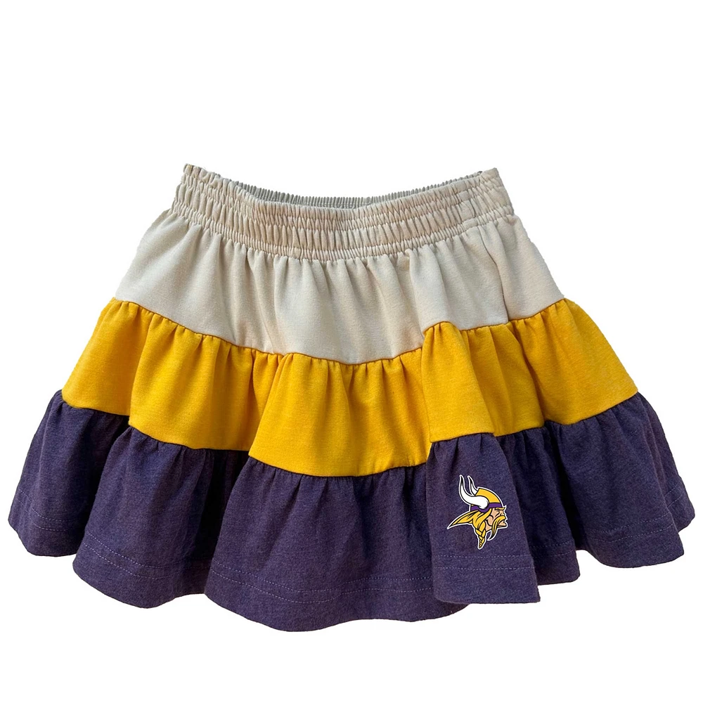 Ensemble sweat à capuche zippé sans manches et jupe trois niveaux pour filles Wes & Willy, couleur or/violet, des Vikings du Minnesota