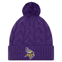 Girls Youth New Era  Purple Minnesota Vikings Cabled Cuffed Knit Hat with Pom