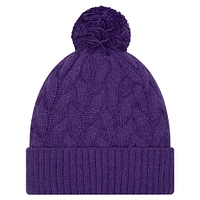 Bonnet en tricot torsadé à revers et pompon violet pour filles des Vikings du Minnesota de New Era